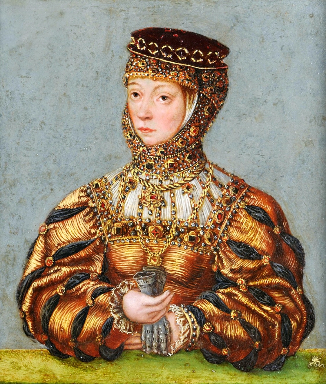 Miniatura Barbary Radziwiłłówny, warsztat Lucasa Cranacha Młodszego, 1555/1565 r.